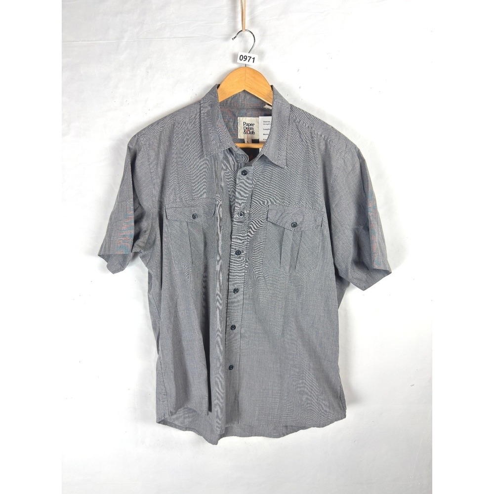 2/$30 Paper Denim & Cloth Gray Short Sleeve Button Up Shirt L